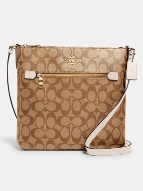 COACH Rowan File Bag In Signature Canvas gold khaki chalk